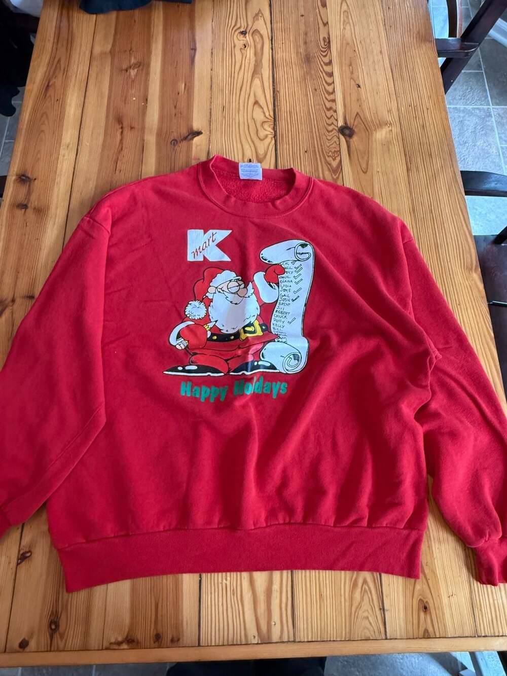 Vintage Kmart Santa Happy Holidays Christmas Sweatshirt Red